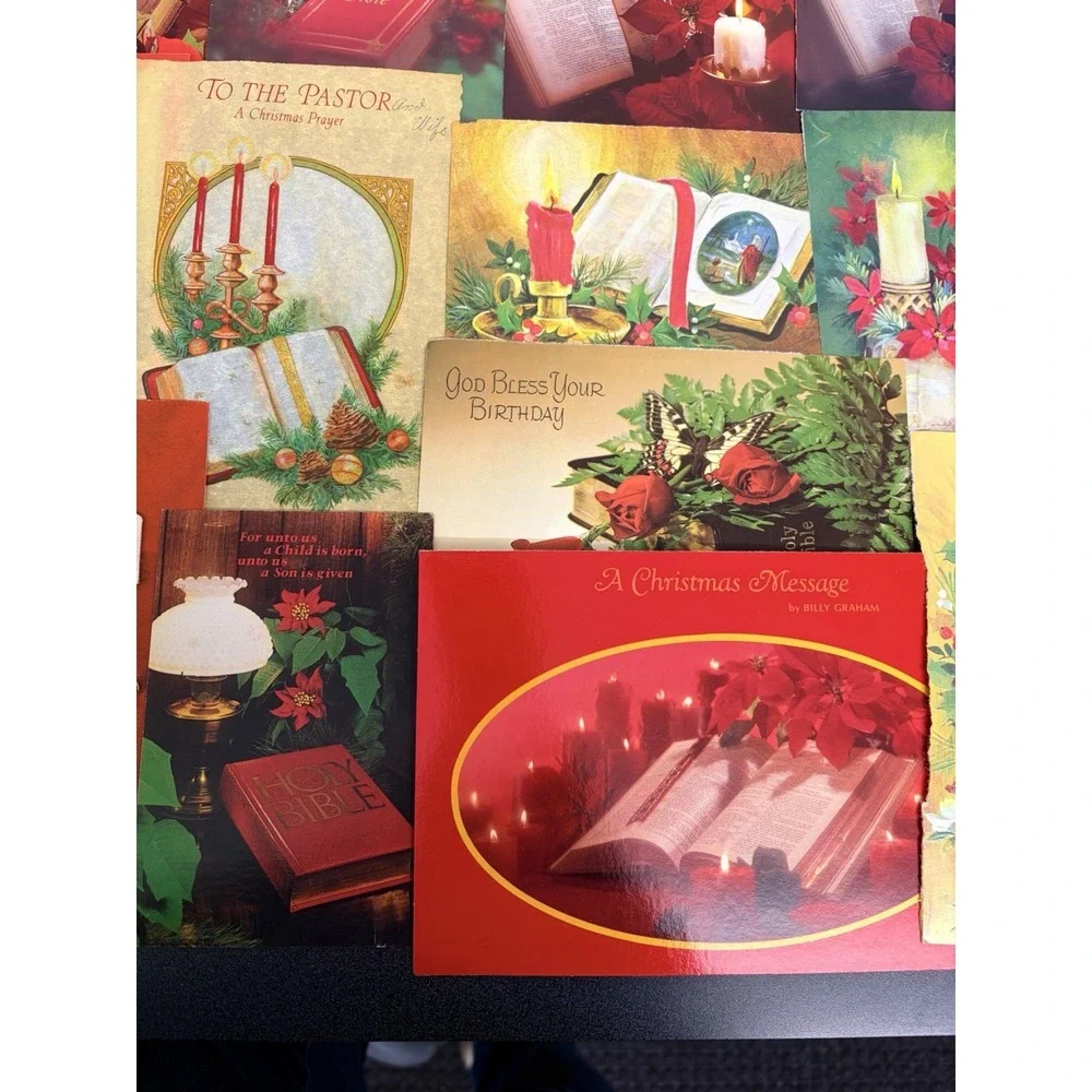 Vintage Christmas Cards Fronts ONLY Bibles Scrapbooking Decoupage Lot of 50+